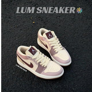 Giày Sneaker Air Jordan 1 Low Light Mulberry Hồng Rượu Vang Phối Kem 