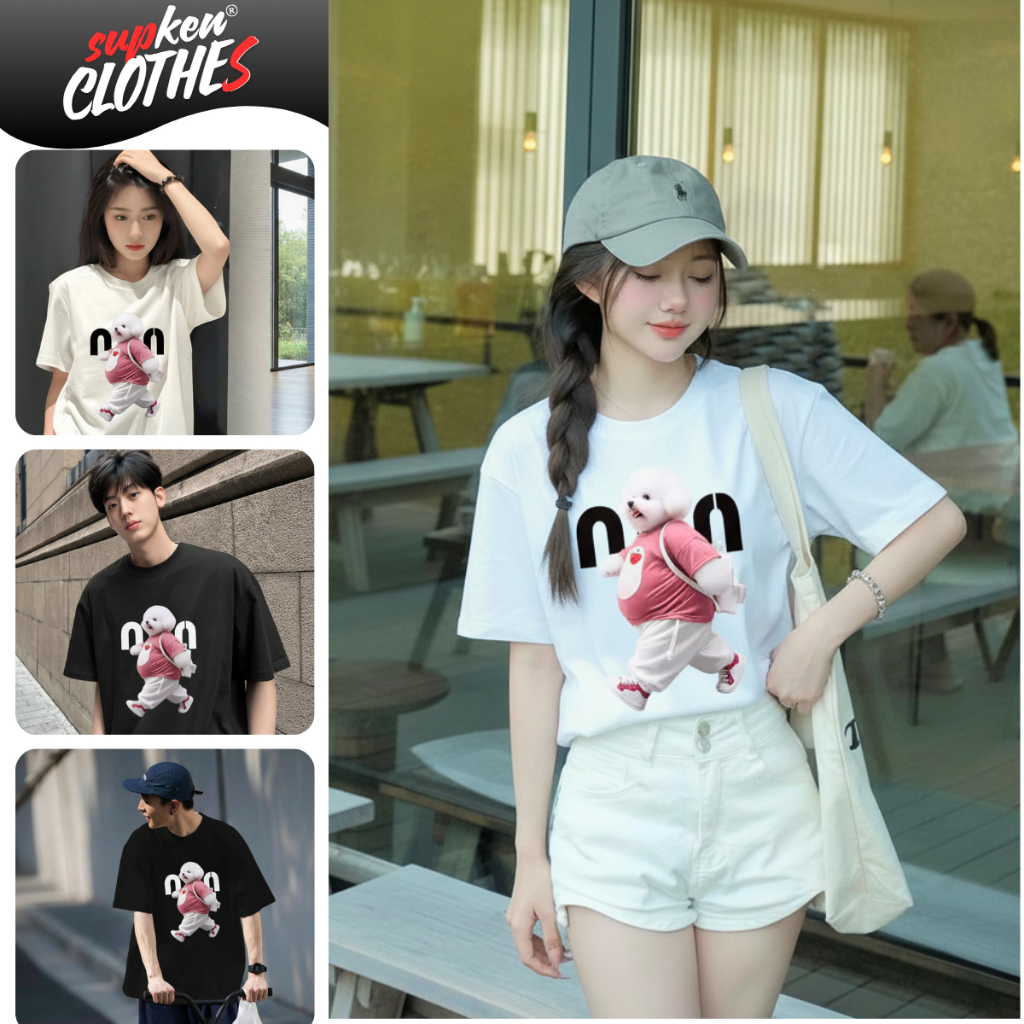 Áo Thun Nam Nữ SUPKEN A623 – Local Brand SUPKEN, In PUPPY RUN Art Cute Mà Cực Chill
