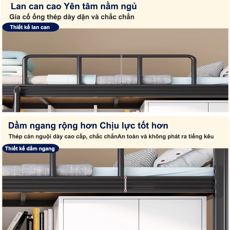 ALVIN Giường tầng có tủ quần áo và bàn làm việc, dễ lắp đặt, ổn định và yên tĩnh | BigBuy360 - bigbuy360.vn