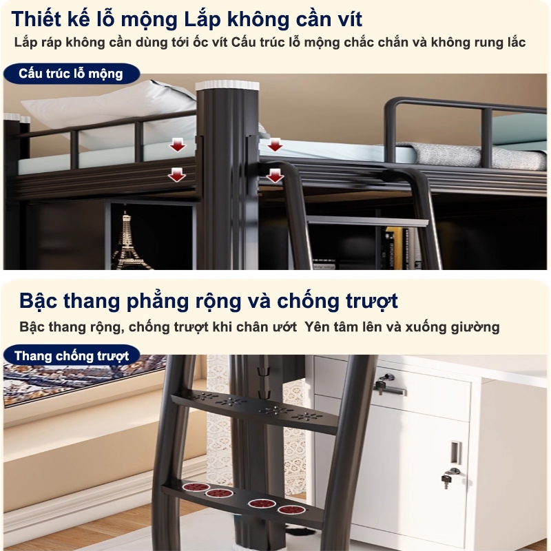 ALVIN Giường tầng có tủ quần áo và bàn làm việc, dễ lắp đặt, ổn định và yên tĩnh | BigBuy360 - bigbuy360.vn
