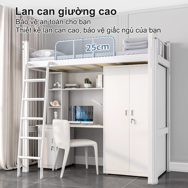 ALVIN Giường tầng có tủ quần áo và bàn làm việc, dễ lắp đặt, ổn định và yên tĩnh | BigBuy360 - bigbuy360.vn
