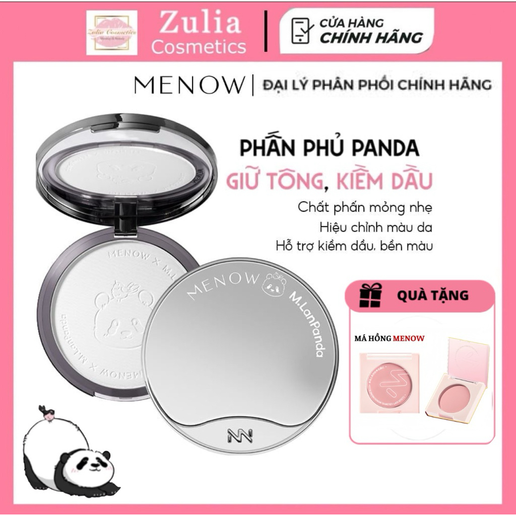   TẶNG MÁ HỒNG  Phấn phủ nén MENOW gấu trúc Khổng Lồ kiềm dầu 21g giữ tone lâu trôi vượt trội MENOW x MENGLAN . PANDA 