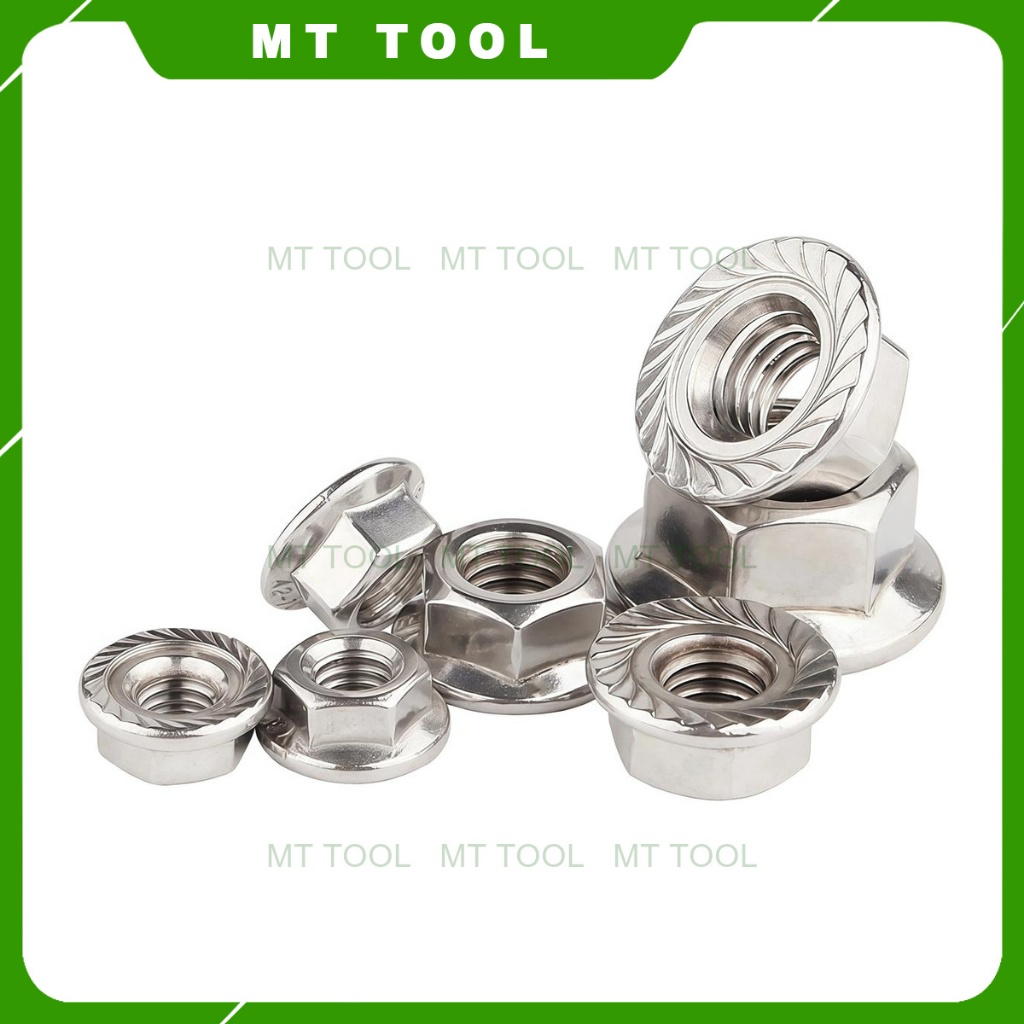 [T003] Set 10 con INOX 201,304:  M4,M5, M6,M10 Đai ốc liền long đen, ecu liền vành Inox201 M4-M10