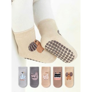 Set 5 Đôi Tất Chống Trơn Trượt Cho Bé 0-3 Tuổi Mẫu Mới Hoạ Tiết Cún con Siêu Yêu Ss20