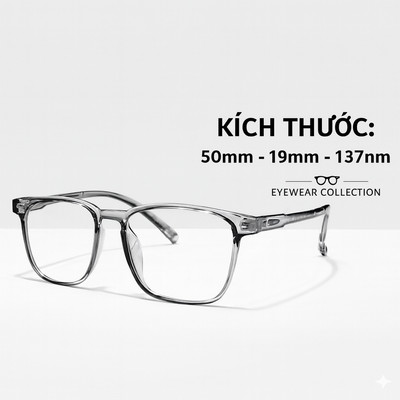 Gọng kính cận vuông nam nữ chất liệu nhựa dẻo phụ kiện thời trang 22313
