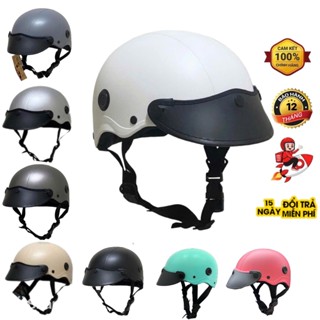 Nón Bảo Hiểm Trơn 1/2 Có Lỗ Thông Gió C4M, Mũ Bảo Hiểm Nửa Đầu Sơn Nhám Nhãn Hiệu S, Mỏ Dẻo Tháo Rời Helmets