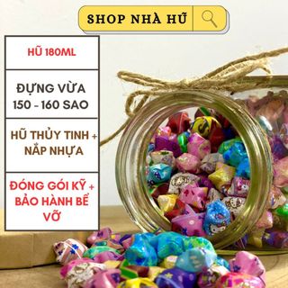 Hũ thủy tinh tròn đáy nghiêng nắp bạc đựng sao giấy bánh kẹo gia vị trà hoa trang trí 180ml 380ml