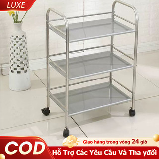 LUXE Xe đẩy Spa nhiều tầng Thép không gỉ Kệ xe đẩy cao cấp