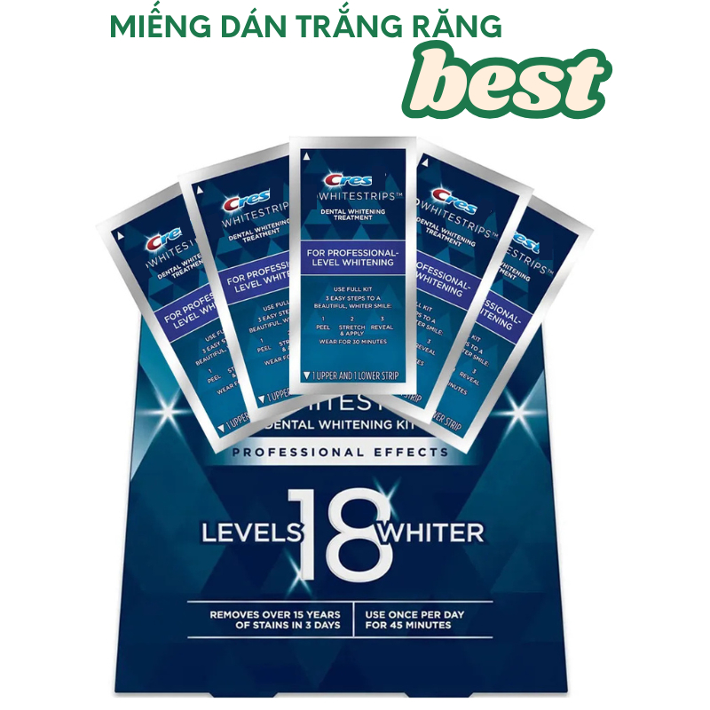 Dán trắng răng COMBO 7 miếng làm trắng cấp tốc an toàn dành cho mọi loại răng không gây ê buốt