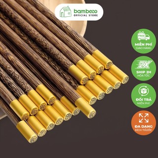 Đũa gỗ hương bọc đồng BAMBOOO ECO phong cách nhật bản dùng trong nhà hàng