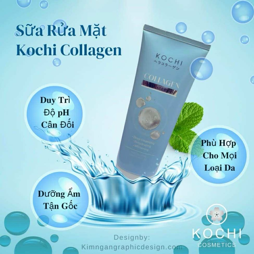 Sữa Rửa Mặt Collagen Kochi – Làm Sáng Da, Dưỡng Ẩm Tận Gốc, Se Khít Lỗ Chân Lông
