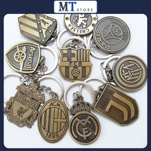 Móc khoá kim loại logo đội bóng Man Utd Chelsea Arsenal Barca Real Inter