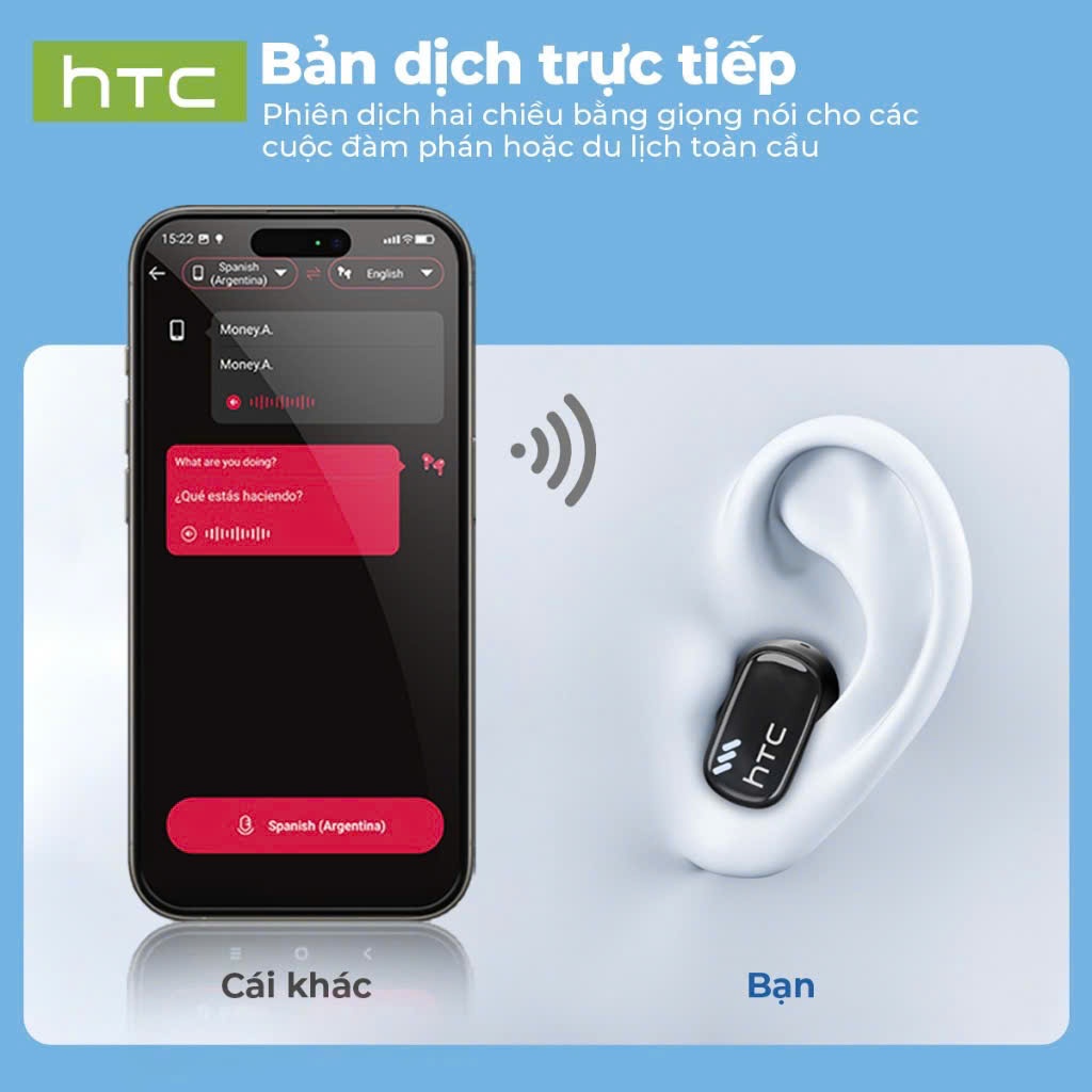 [ HỎA TỐC HCM ] Tai Nghe True Wireless Phiên dịch 134 ngôn ngữ HTC NE16 | Hỗ trợ tiếng Việt | BigBuy360 - bigbuy360.vn