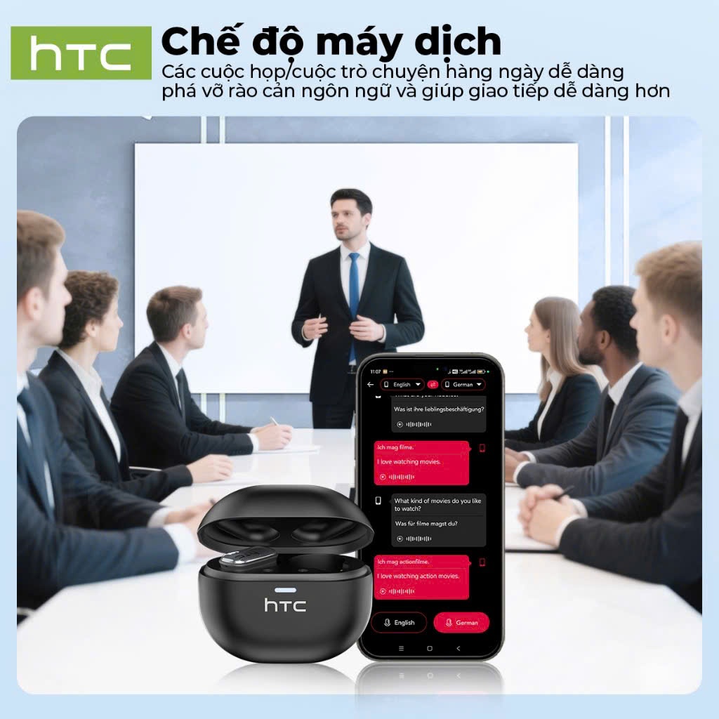 [ HỎA TỐC HCM ] Tai Nghe True Wireless Phiên dịch 134 ngôn ngữ HTC NE16 | Hỗ trợ tiếng Việt | BigBuy360 - bigbuy360.vn