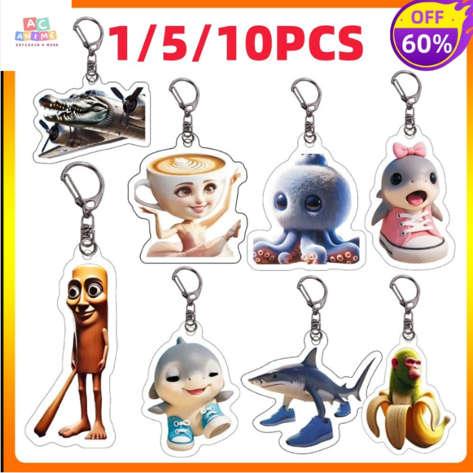 Móc khoá Tralala Tung Tung Tung Sahur Brr Brr Patapim Meme Italian Brain Rot Animals Acrylic Keychai