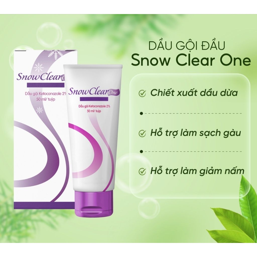 Dầu gội Snow Clear One dưỡng chất dầu dừa và ketoconazole 2% giúp sạch gàu, hết ngứa ( tuýp 50ml )
