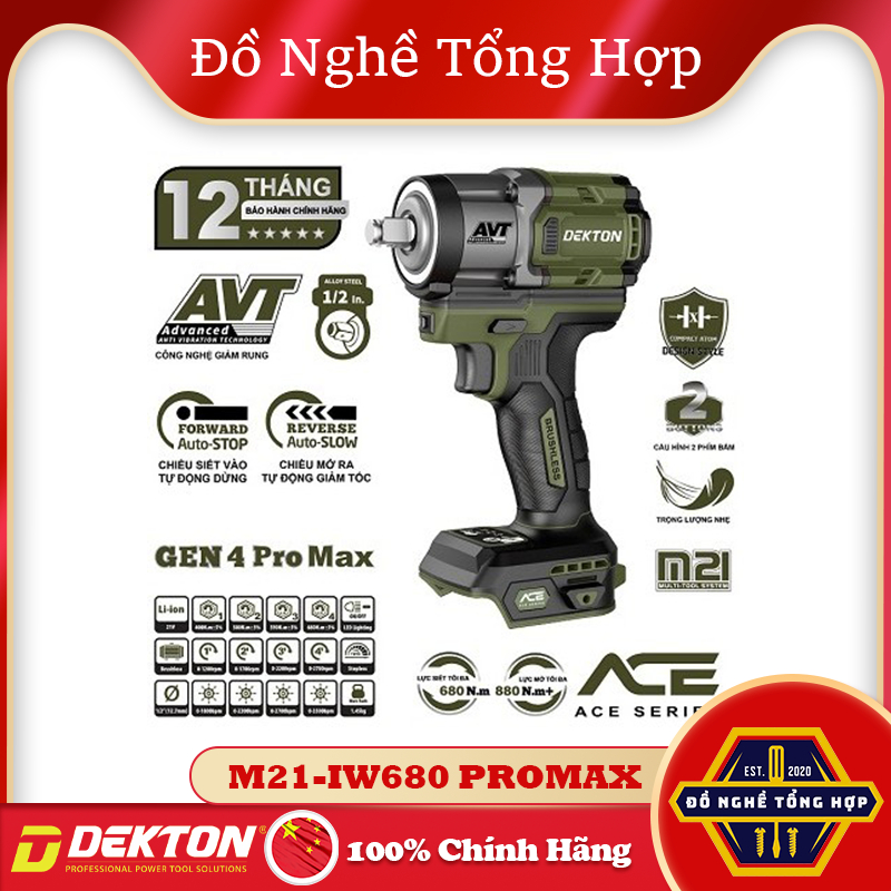 Máy Siết Bulong 680Nm Dùng Pin 21V DEKTON M21-IW680 PROMAX [Bảo Hành 12 Tháng - Chính Hãng - Giá Rẻ]