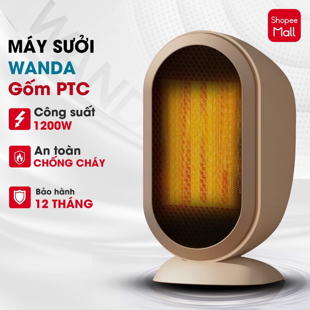 Máy sưởi Gốm PTC WANDA 2 chế độ làm ấm công suất 800w - 1200w,chất liệu nhựa ABS chống nóng an toàn cho mọi nhà
