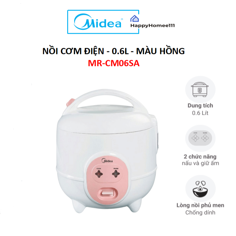 Nồi cơm điện mini MIDEA 0.6lit 06SA - HÀNG CHÍNH HÃNG - BH 12 THÁNG