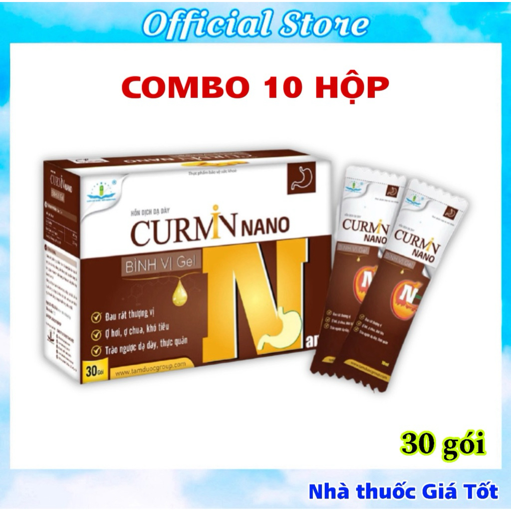 COMBO 10 HỘP CURMIN NANO BÌNH VỊ GEL TÂM DƯỢC (HỘP 30 GÓI)