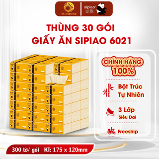   HN – Thùng 30 Gói  Giấy Ăn Sipiao Mã 6021 – Không Tẩy Trắng 100% Bột Trúc Tự Nhiên Không Mùi Không Bụi Mềm Mịn 