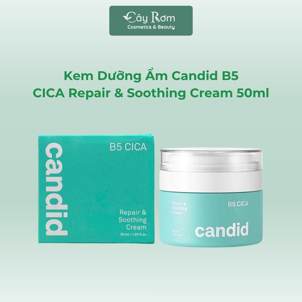 [Kem Dưỡng Ẩm Hỗ Trợ Phục Hồi Da B5 CICA - Candid B5 CICA Repair & Soothing Cream 50ml | Cây Rơm Cos