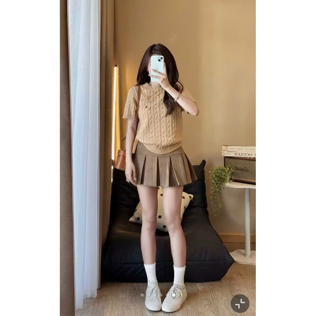 [HÀNG QC/ LOẠI 1] CHÂN VÁY XẾP LY DA LỘN CHỮ A 2 MÀU DÁNG NGẮN SIÊU XINH CV19 | BigBuy360 - bigbuy360.vn