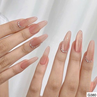  G380 - Móng Tay Giả nail box mắt mèo Đính Đá nhẹ nhàng bộ 30 móng Kèm Keo Dán Mẫu tết 2026 