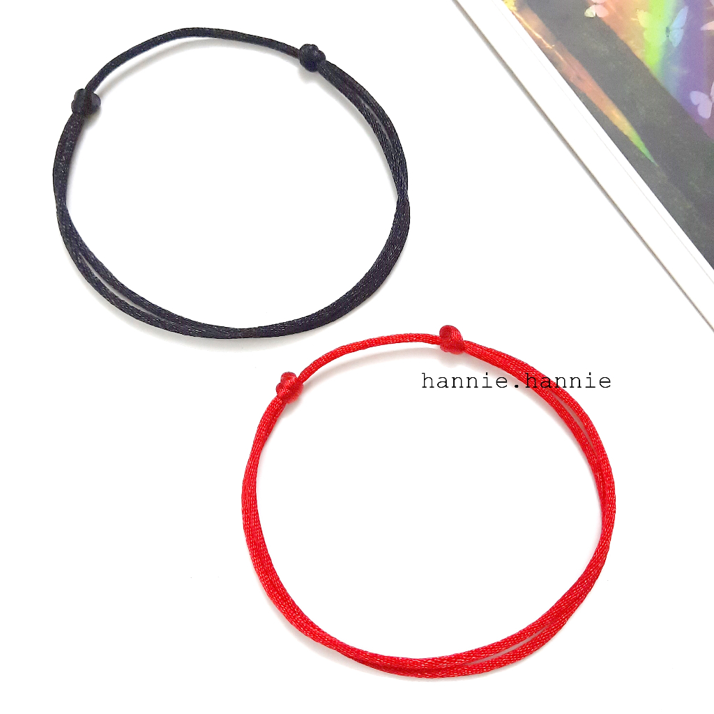 Đọc mô tả - 🍀(Đỏ/Đen) Vòng chân chỉ đỏ đen may mắn khóa trượt đeo chân nam nữ đơn giản handmade