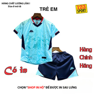   Đồ trẻ em Mikal cao cấp - Có in theo yêu cầu từ 1b  Ravid K3 xanh YA 2026 Quần áo bóng đá trẻ em Chất mè dệt kim 