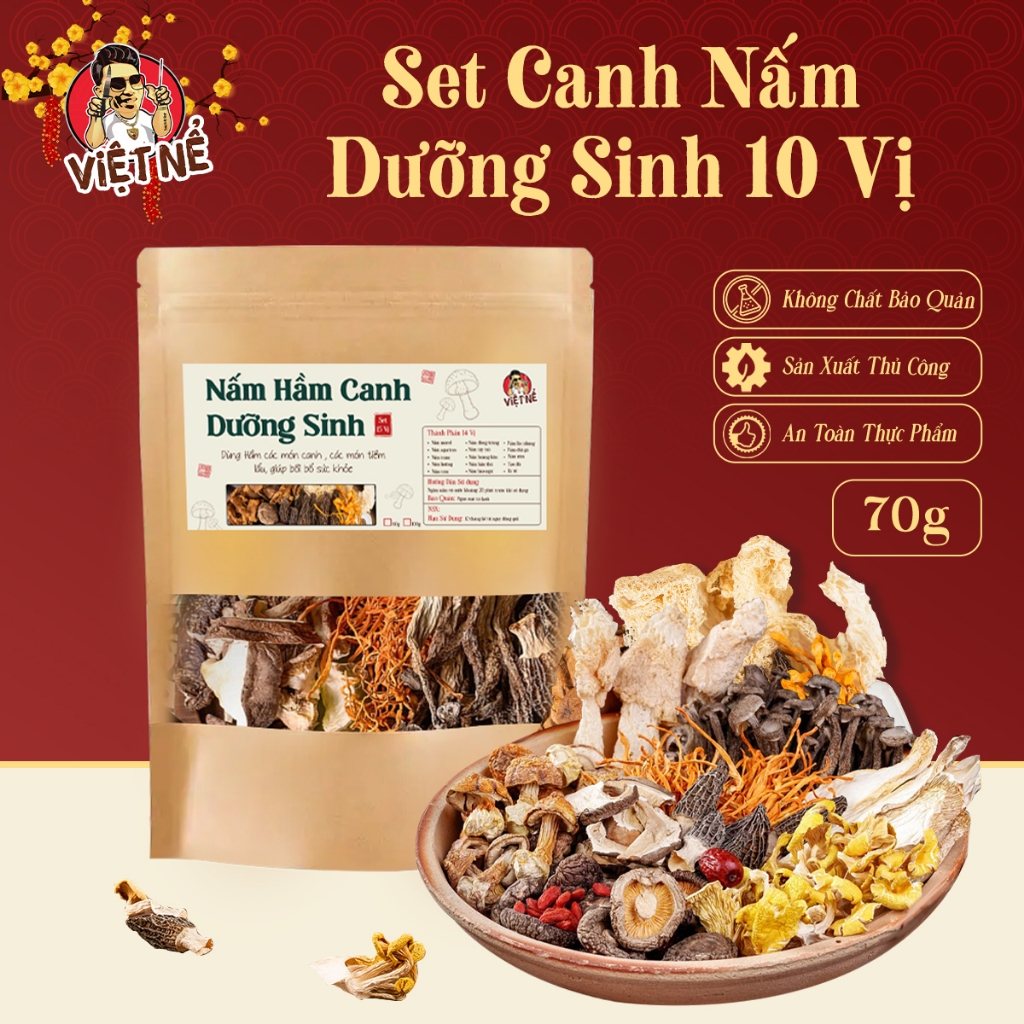 Set Canh Nấm Quý 70g  - Làm Các Món Canh, Hầm, Tiềm, Lẩu Giúp Bồi Bổ Sức Khỏe - Việt Nể