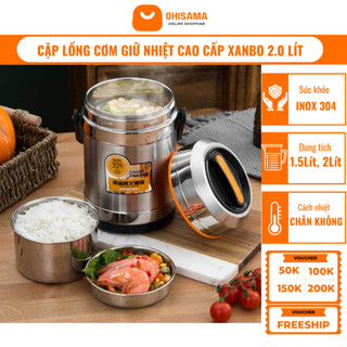  Cặp Lồng Đựng Cơm Trưa Cao Cấp Xanbo 03 Ngăn Chất Liệu Inox SUS304 Giữ Nhiệt Chân Không 