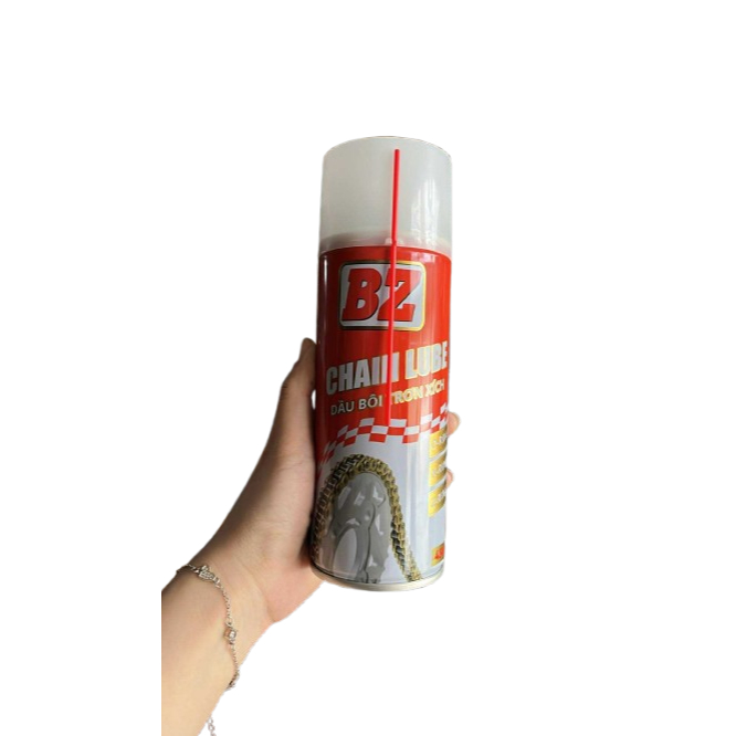 Chai Xịt Dưỡng Sên BZ CHAIN LUBE 450ml, chai bôi trơn bảo dưỡng sên BZ 450ml dạng tơ nhện bám dính