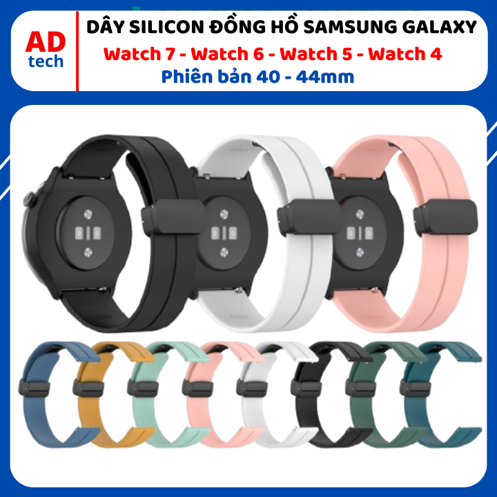 Dây đồng hồ silicon size 20mm khóa kẹp cho galaxy watch 7 watch 6 watch 5 watch 4 bản 40mm 44mm và c