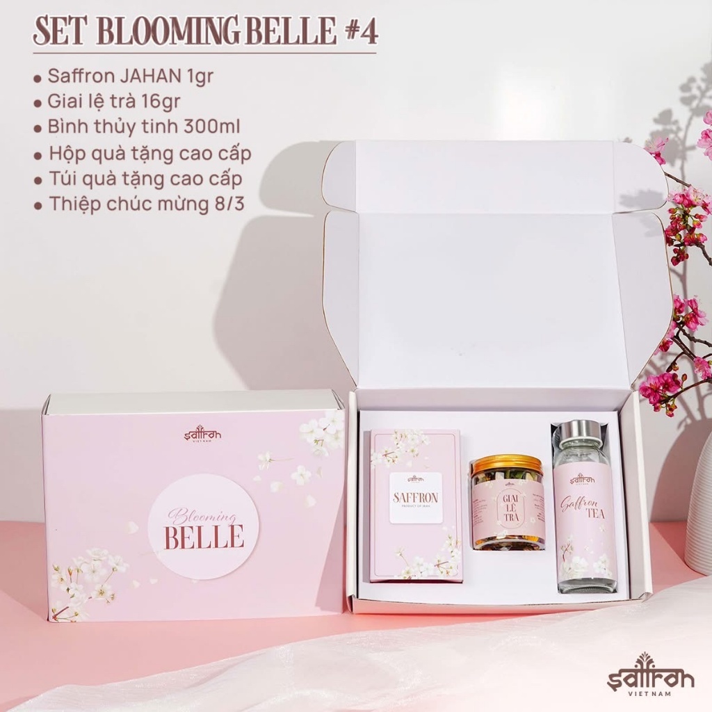 Sét QUÀ tặng Nhụy hoa nghệ tây kèm binh nước, trà hoa cao cấp