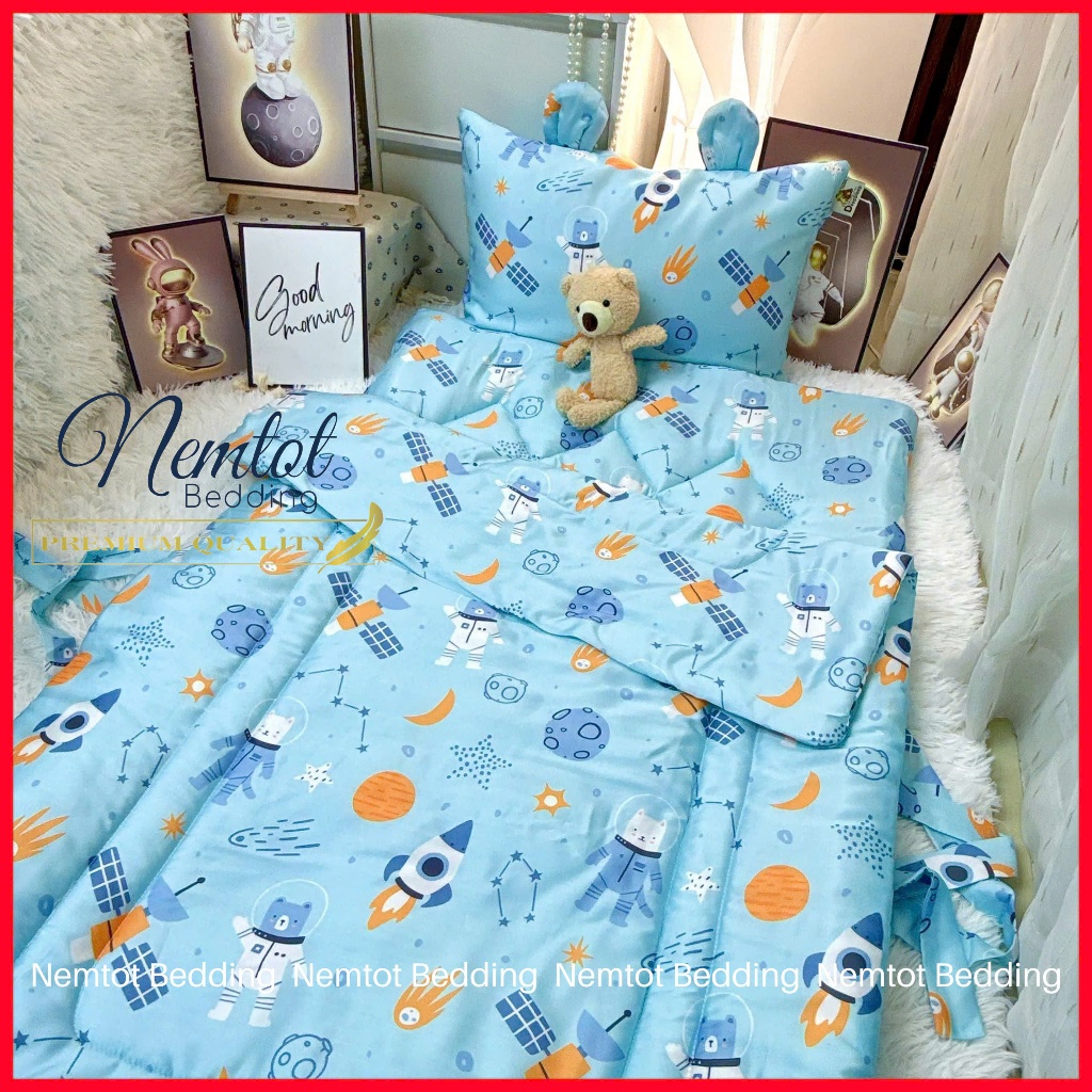 🌵LỤA LYOCELL 80S🌵Bộ Nệm Gối Chăn Trẻ Em Đi Học Vải Lyocell 80s Siêu Mát, Kèm Túi Đựng_Nemtot Bedding