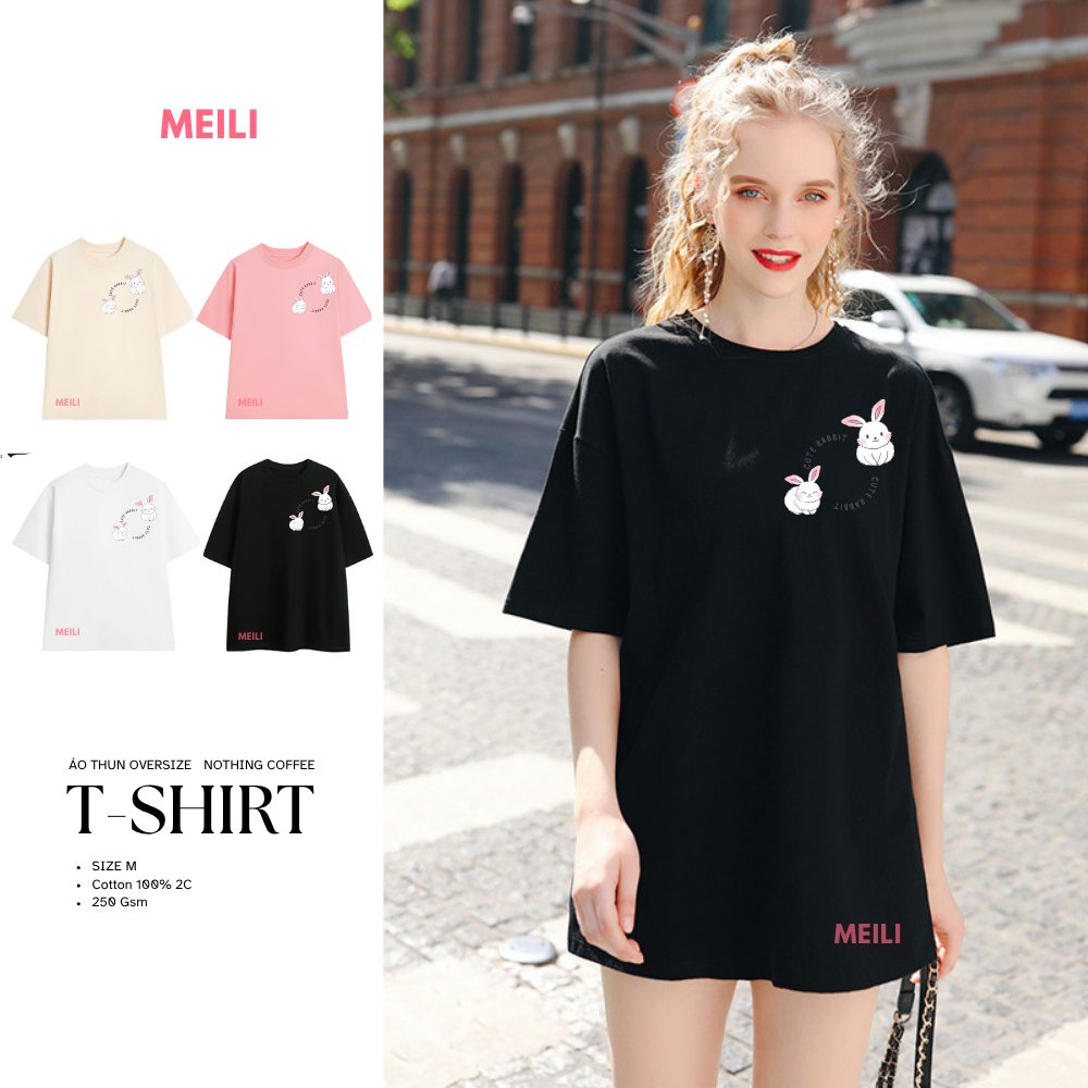 Áo Thun Local Brand Unisex Cute Rabbit Oversize Cotton 100% MEILI STORE