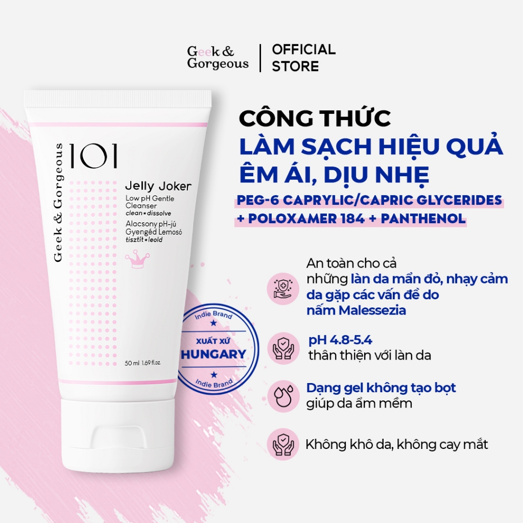 Sữa Rửa Mặt Dạng Thạch Nhẹ Dịu Geek&Gorgeous Jelly Joker 50ML