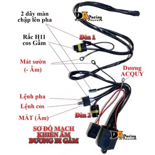 Dây nguồn âm dương cho bi gầm lắp đặt cho oto mẫu có đầy đủ pha cos tiện lợi dễ lắp đặt