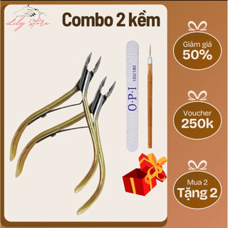 [Mua 2 Tặng 2] Combo 2 Kềm nhặt da vàng bán nguyệt Lily – Bén êm, thép cao cấp, tặng móc khóe gỗ & dũa móng