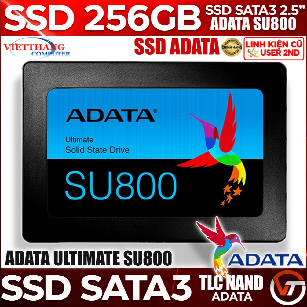 Ổ cứng SSD 256GB Adata Ultimate SU800 SATA 3 Nand TLC Có DRAM đã qua sử dụng Good 100% ( Cũ - 2nd )