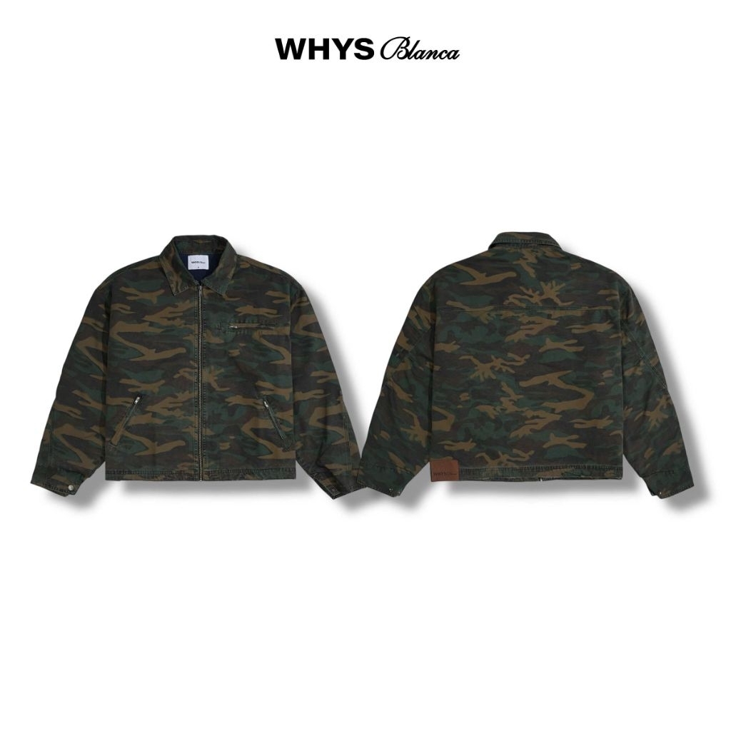 WHYS JACKET CAMO BOXY - Áo khoác zip Whys blanca.