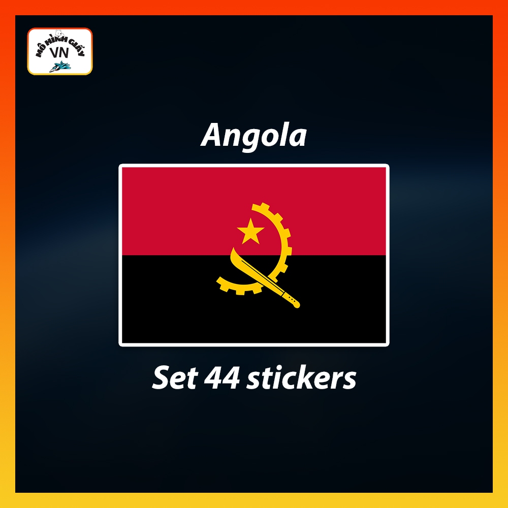Set 44 Miếng Dán Sticker Cờ Angola (3 size) - MohinhgiayVN