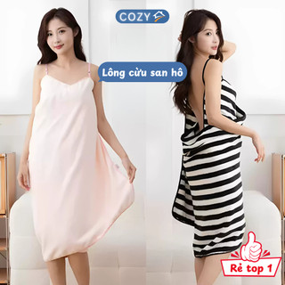  Khăn Tắm Choàng Dạng Váy 2 Dây Có Thể Điều Chỉnh Váy Tắm Nữ Vải Bông Lông Cừu San Hô Siêu Thấm Hút CozyHome 