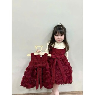    8-16kg   Váy dạ tweed đính nơ lớn sang trọng cho bé dự tiệc sinh nhật diện tết 