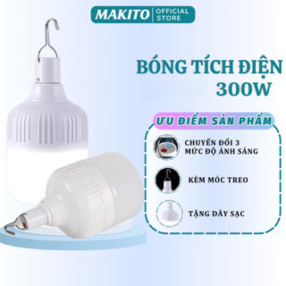 Bóng Đèn Led Tích Điện Makito Siêu Sáng Tiết Kiệm Điện Chống Nước Tốt Có Móc Treo Tiện Lợi 