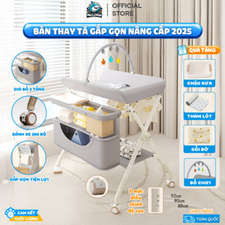  Bàn Thay Tã Cho Bé Cải Tiến 2025 Gấp Gọn Dễ Dàng Bàn Massage Thay Quần Áo Cho Bé Sơ Sinh Có Bánh Xe 