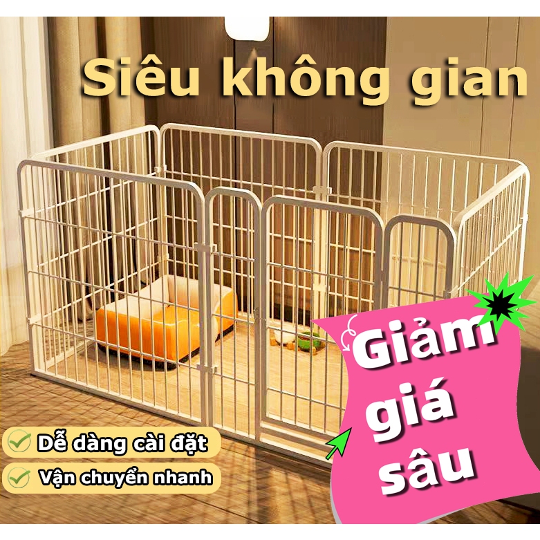  Hàng Rào Quây Cho Chó Bộ 6 tấm Ghép Chuồng Quây Nan Ống Sơn Tĩnh Điện Dành Cho Chó Lớn bốn kích cỡ khác nhau 