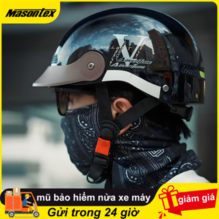【Tròng kính trắng có thời hạn】Mũ bảo hiểm Masontex 601 nửa đầu, vỏ ABS nhẹ bền, kính gập chống bụi
