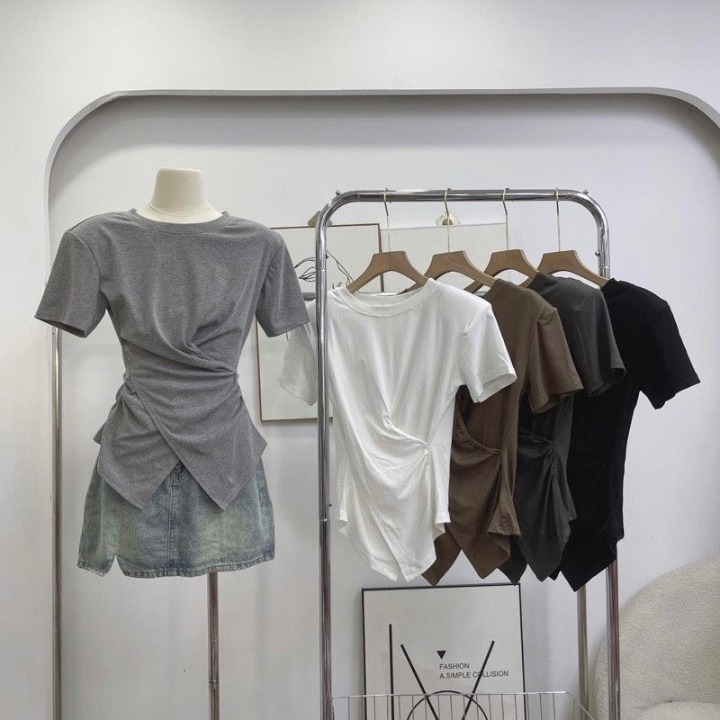 Áo Thun Cộc Tay Nữ Chất Cotton Cổ Tròn Kiểu Dáng Trẻ Trung Sang Trọng V006 | BigBuy360 - bigbuy360.vn